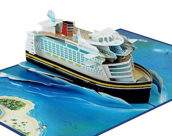 Elegante Pop up Karte Kreuzfahrtschiff, Geschenk Reise, Gutschein, Geldgeschenk Idee für Mann, Frau