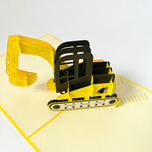 Pop-upkaart, graafmachine, 3D-kaart, bouwplaats, verjaardagskaart