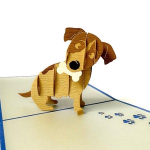 Pop up Karte, 3D Karte Hund, Welpe, Geburtstagskarte für Tierliebhaber / Haustier