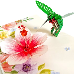 Pop up Karte Geburtstag, Kolibri, 3D Karte Geburtstagskarte für Frau / Freundin / Freunde