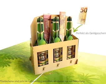 Personalisierte Pop up Karte Kasten Bier, Geburtstagskarte für Mann, Geldgeschenk
