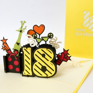 Pop up Karte, 18. Geburtstag, Volljährig, 3D Geburtstagskarte