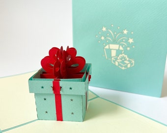 Pop up card, birthday, 3D card with gift