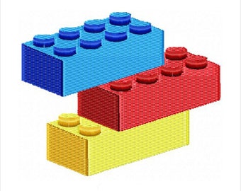 3D Building Blocks Filled Embroidery 3 Sizes-design instant download-machine embroidery design