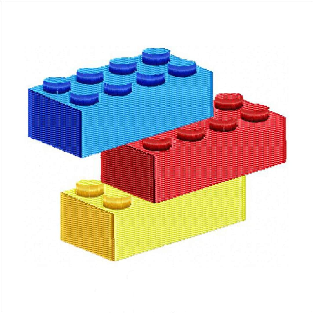 3D Building Blocks Filled Embroidery 3 Sizes-design Instant Download ...