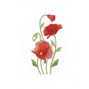 Realistic Poppy Machine Embroidery Design - instant download