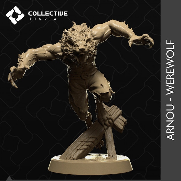 Arnou - Werewolf | 3D Printed Miniature for D&D TTRPG Games | Tabletop High Detailed Mini