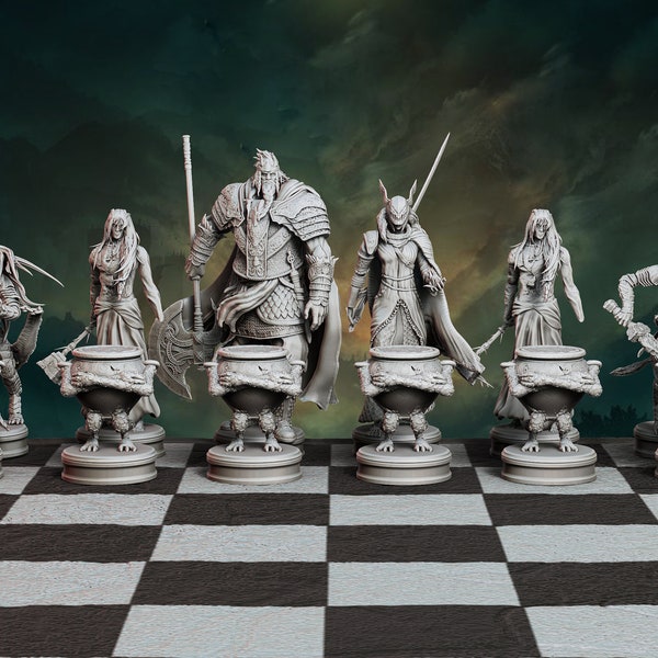 Elden Ring Inspired Chess Set Handmade Dark Souls Fan Gift Figure Collectible