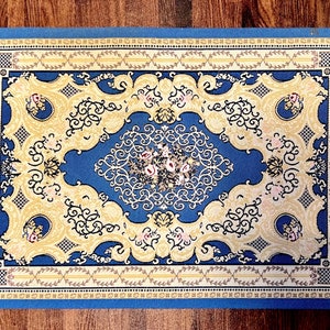 Decorative Blue Rug. Dollhouse Scale 1:12.