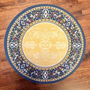 Dark Blue & Cream Colored Rug. Dollhouse Scale 1:12.
