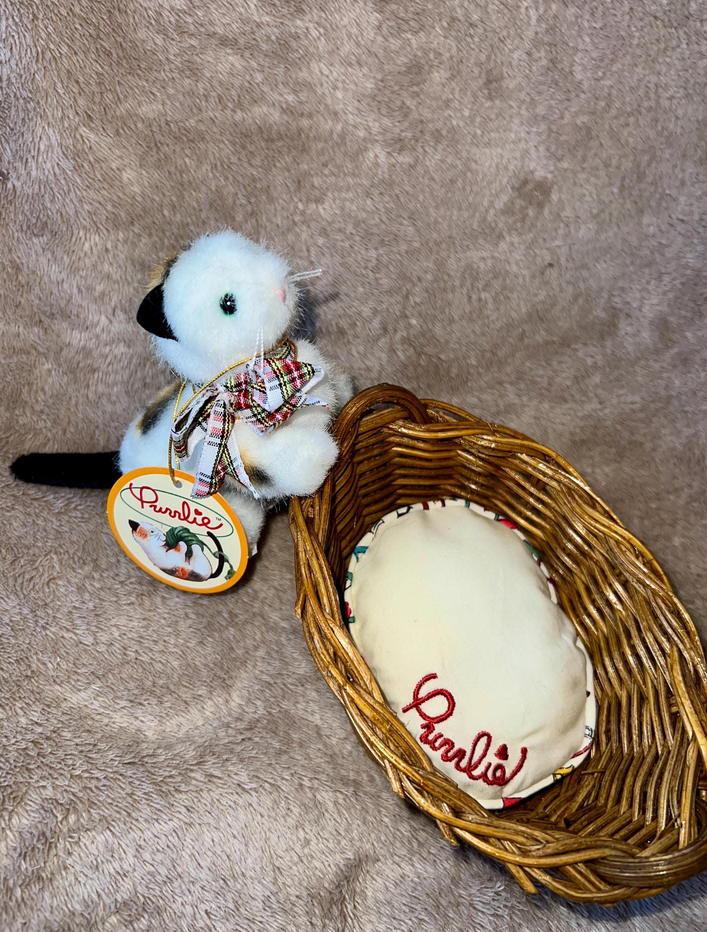 Muffy Vanderbear Purrlie Cat With Embroidered Name on Cushion in