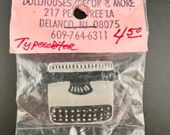 Dollhouse Metal Typewriter. Low Profile Grey/Black. Dollhouse Scale 1:12.