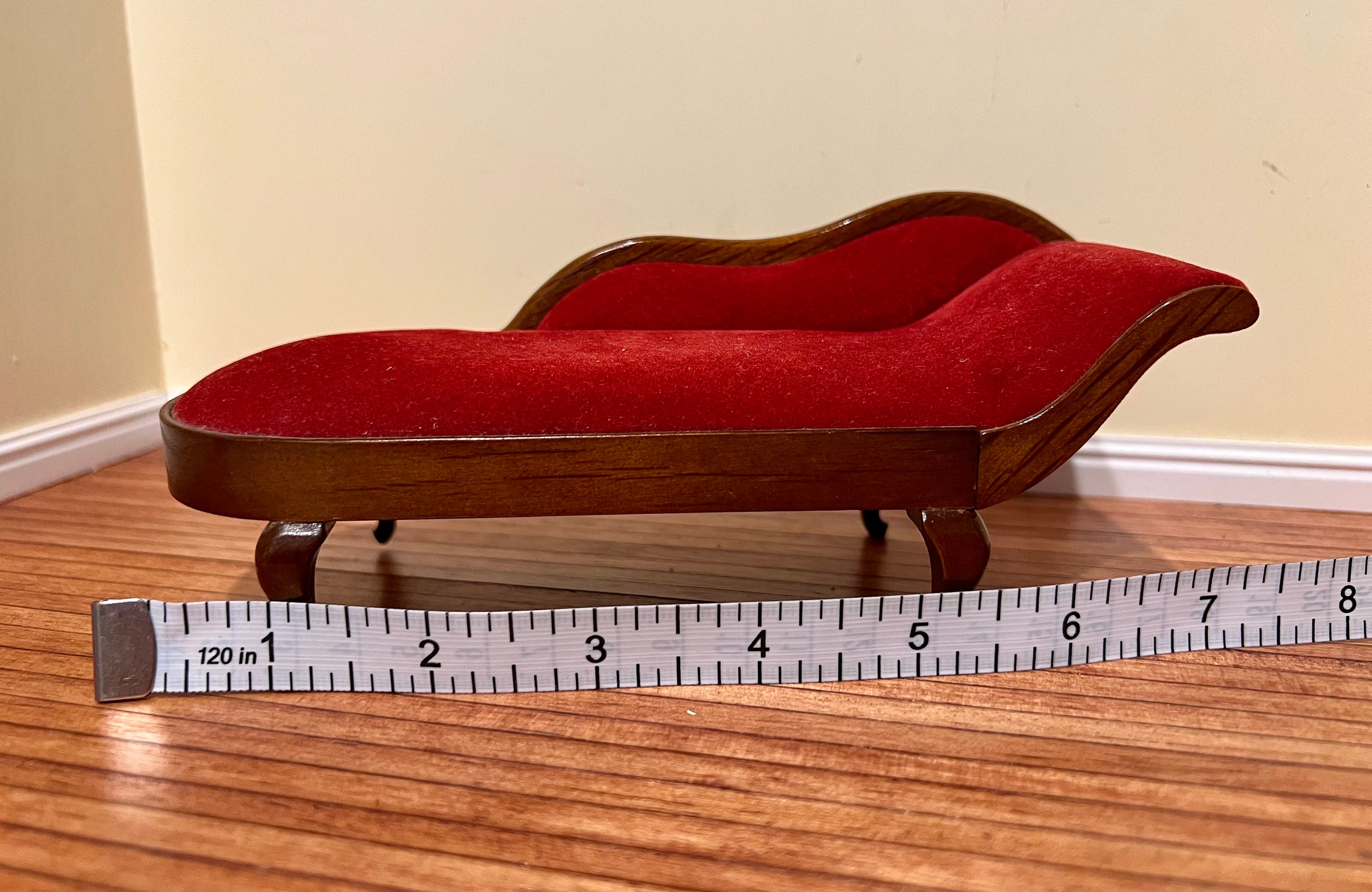 Fainting Sofa / Chaise Lounge. Red Velvet. Mint Scale 112. Etsy