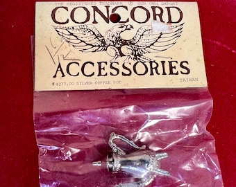 Concord Ornate Silver Coffee or Tea Pot. Vintage piece in Original Packaging. Dollhouse scale 1:12.