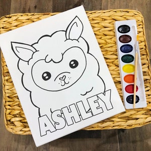 Llama/Alpaca - Personalized - Pre Sketched Paint Party Canvas - Birthday party, Paint Night, Sip and Paint, Favor - Llama Birthday