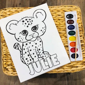 Cheetah/Leopard/Big Cat - Personalized - Pre Sketched Paint Party Canvas - Birthday party, Paint Night, Sip and Paint, Favor - Zoo Birthday