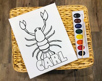 Lobster - Ocean Animal - Personalized - Pre Sketched Paint Party Canvas - Birthday party, Paint Night, Sip and Paint, Favor - Beach