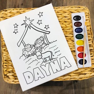 Baby Jesus/Nativity - Personalized - Religious Pre Sketched Paint Party Canvas - Paint Night, Sip and Paint, Favor, Christmas Craft