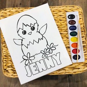 Easter Chick - Personalized - Pre Sketched Paint Party Canvas - Birthday party, Paint Night, Sip and Paint, Favor
