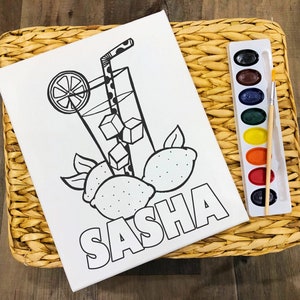 Lemonade Drink with Lemons - Personalized - Pre Sketched Paint Party Canvas - Birthday party, Paint Night, Sip and Paint, Favor