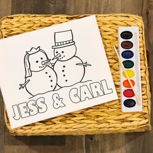 Married Snowmen - Bachelorette Party - Date Night - Pre Sketched Paint Party Canvas - Birthday party, Paint Night, Sip and Paint, Snowman
