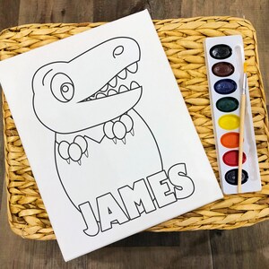Baby Dinosaur in an Egg - Personalized - Pre Sketched Paint Party Canvas - Birthday party, Paint Night, Sip and Paint, Favor