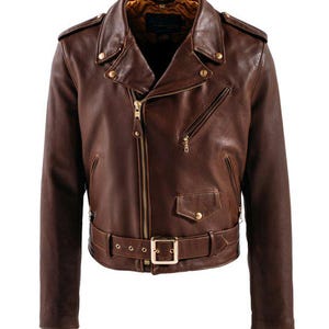 Vintage-Inspired Horsehide Motorcycle Jacket with Detachable Collar – Rugged, Timeless Style