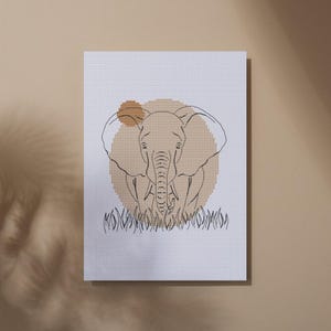 Poster con schema punto croce elefante || Disegno di ricamo incantato || Decorazione murale con ricamo stampato opaco || Regalo di cucito per artigiani