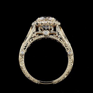 Vintage Filigree Ring, Colorless Moissanite Ring, Halo Vintage Filigree Ring, Colorless Moissanite Ring, Halo