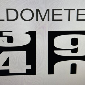 May include: A black and white image of an odometer reading 5499.