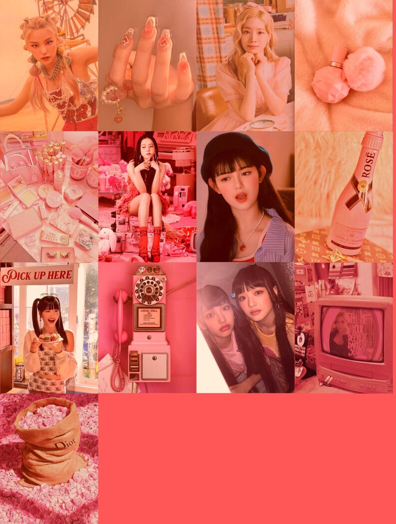 125 Pcs Pink Aesthetic Kpop Girls Collage Kit Kpop Girls Etsy