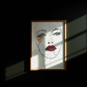 Abstract Woman Portrait: Modern Fashion Sketch Art Print (Digital Download)