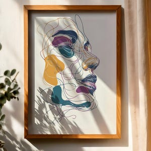 Abstract Woman Face Line Art, Digital Wall Art, Modern Art Print, Minimalist Art, Printable Art, Home Decor, Digital Download