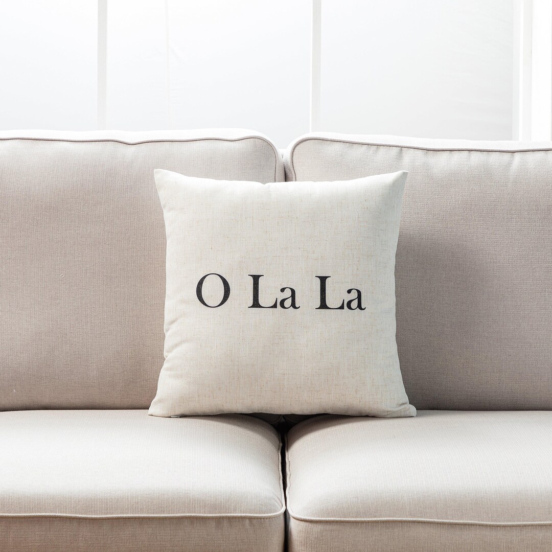 O La La Text on White With Feather Down Insert Pillow - Etsy
