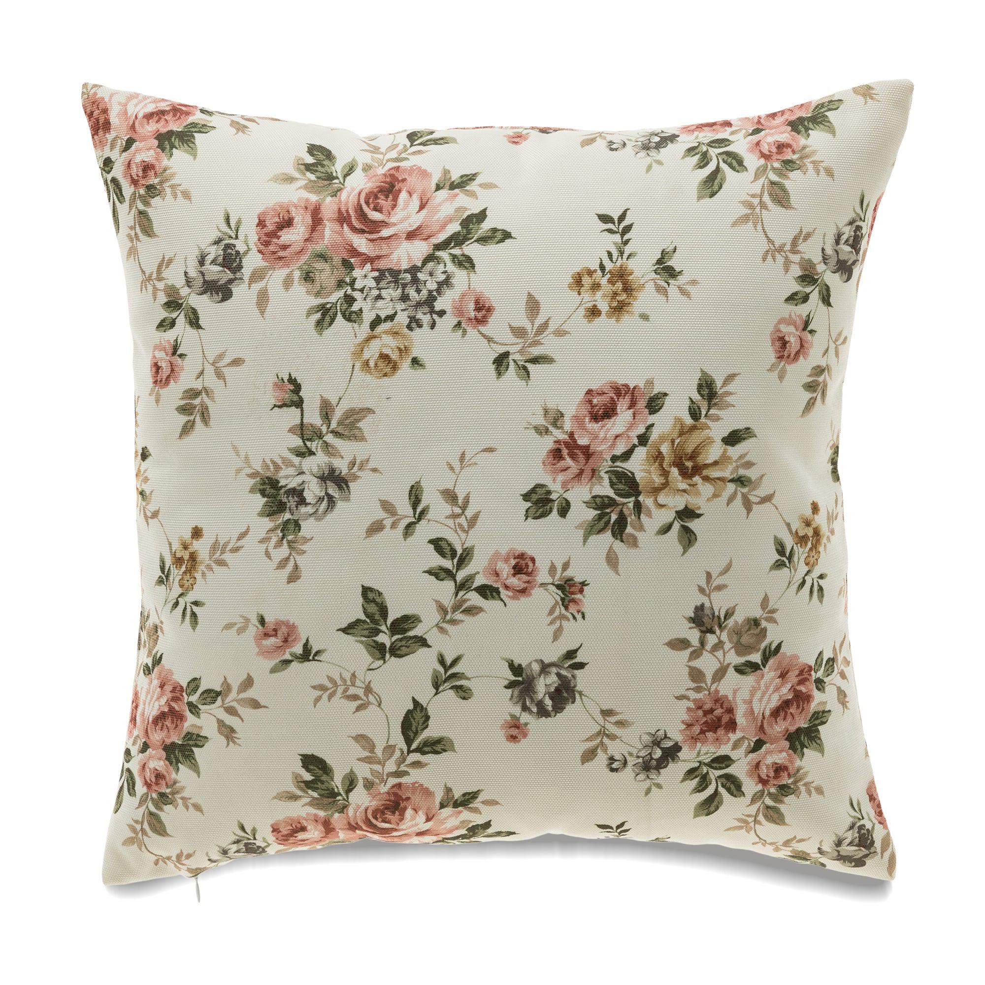 Pink Roses on Ivory Pillow - Etsy