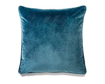 Almohada de terciopelo azul petróleo