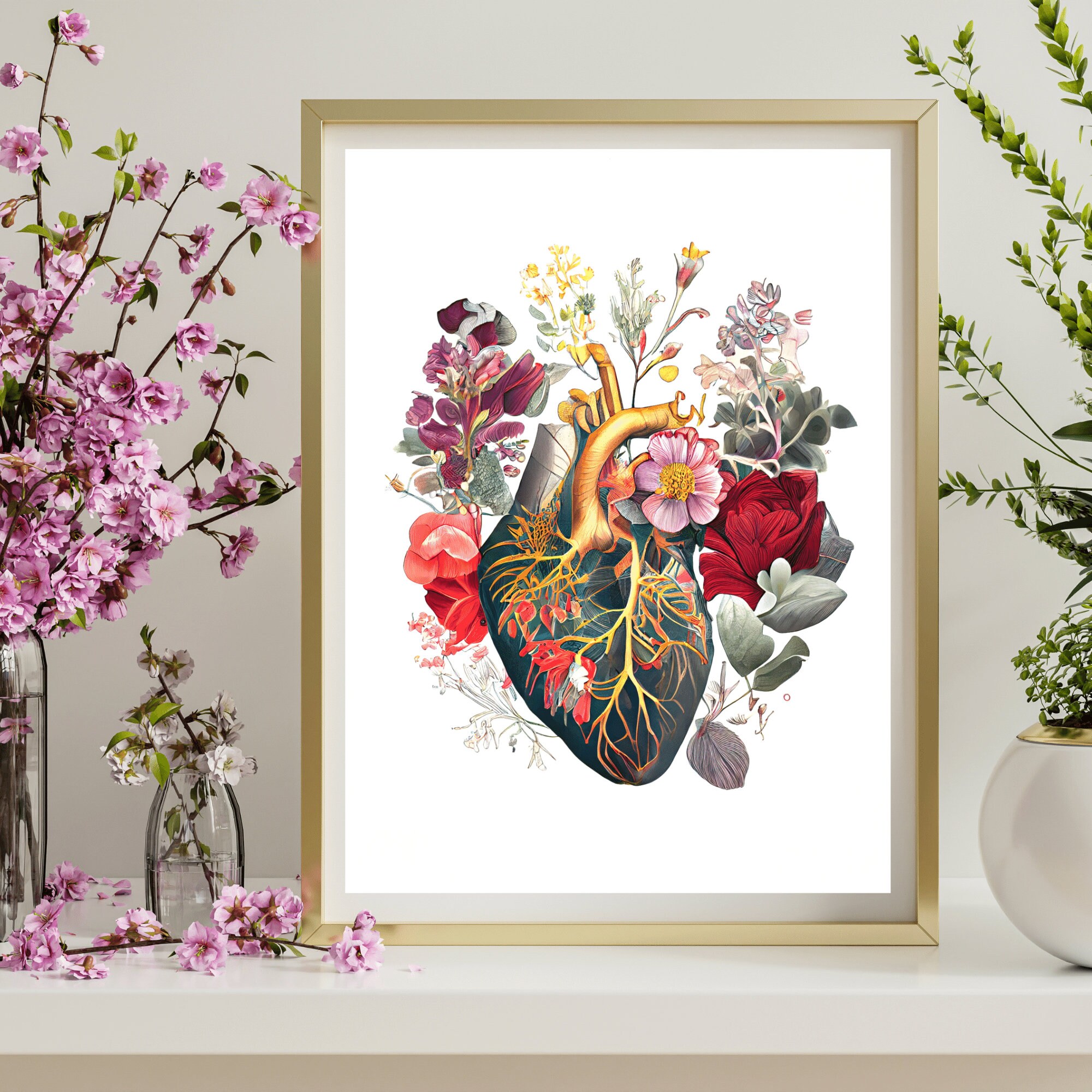 Digital Download Anatomical Human Heart Botanical Art Print Unique ...