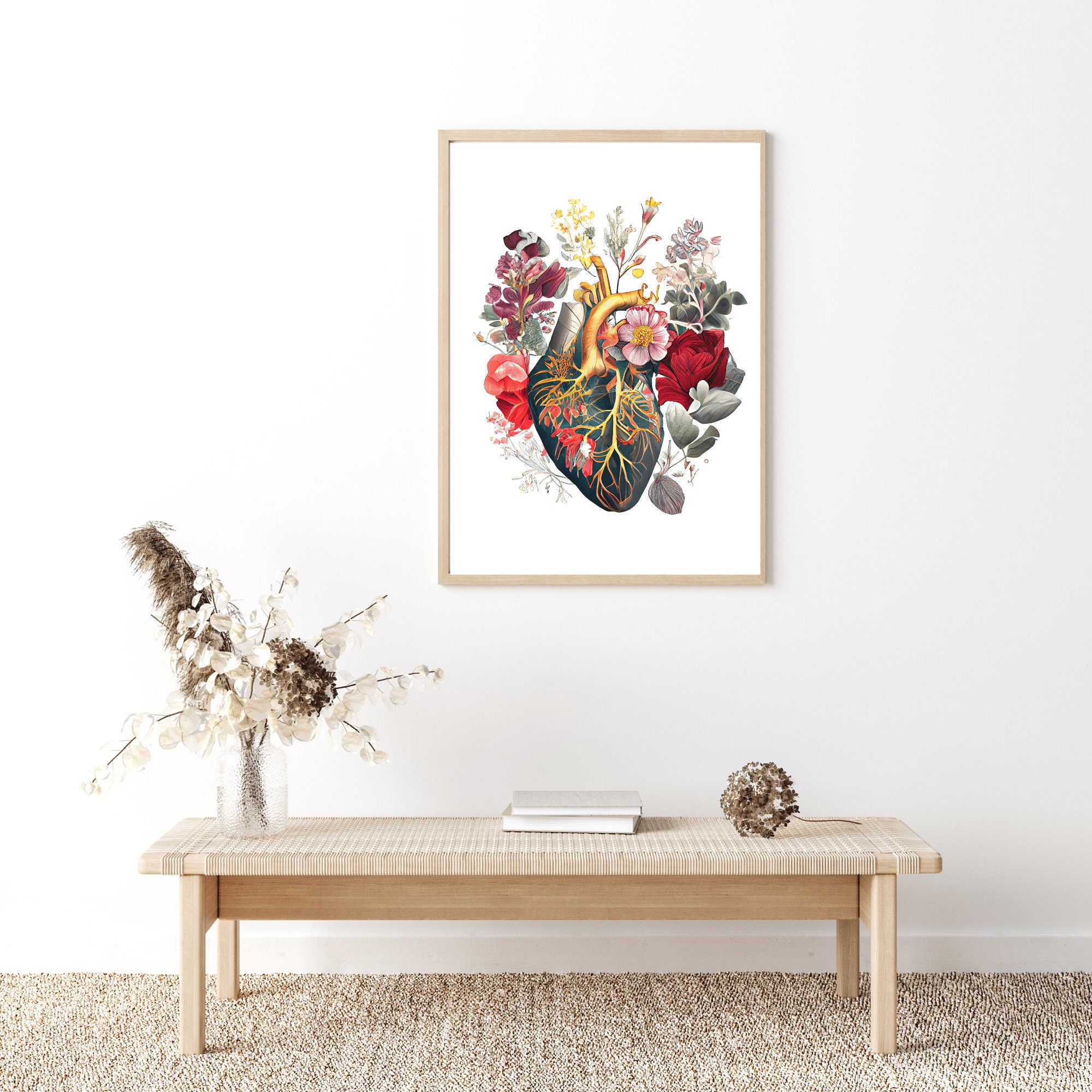 Digital Download Anatomical Human Heart Botanical Art Print Unique ...