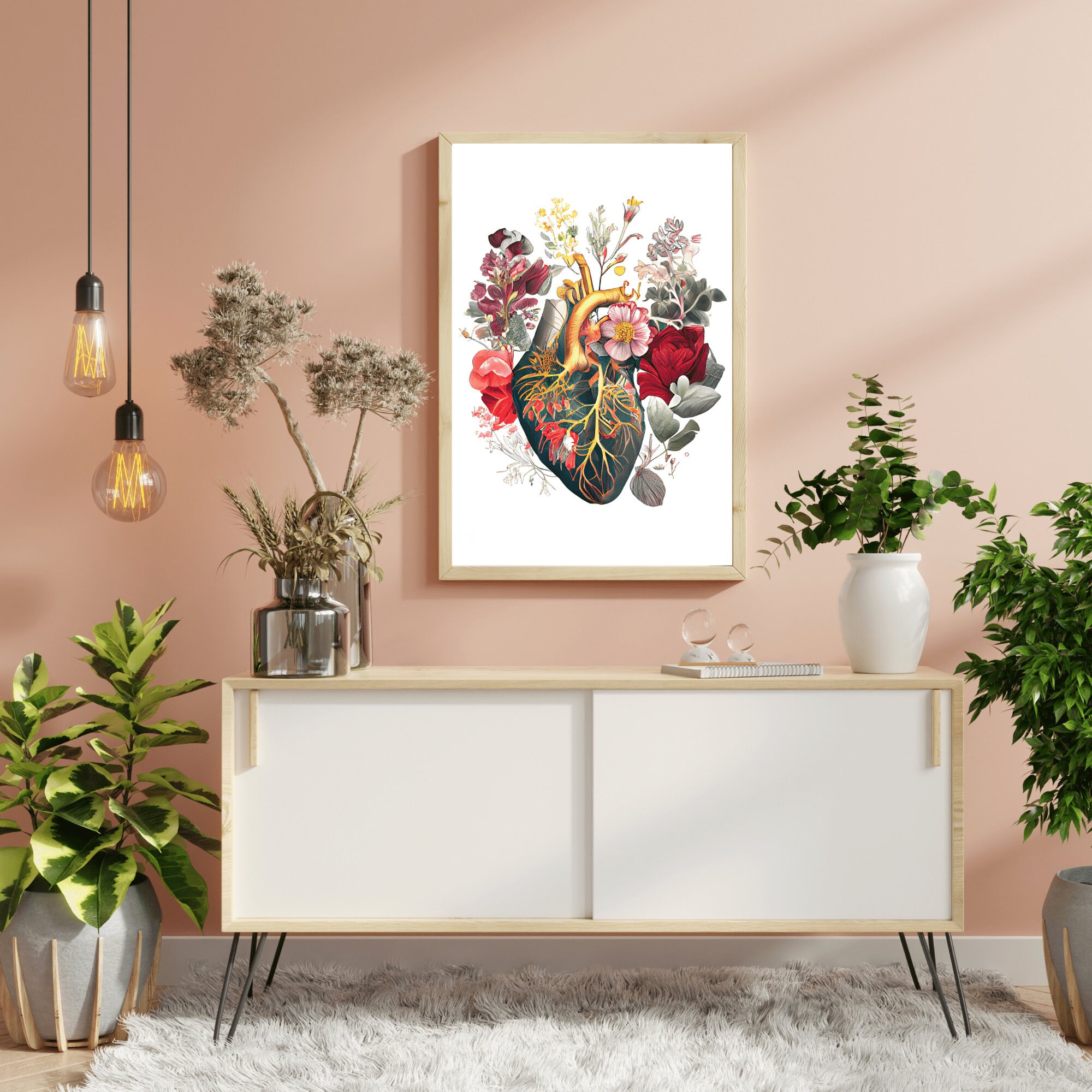 Digital Download Anatomical Human Heart Botanical Art Print Unique ...