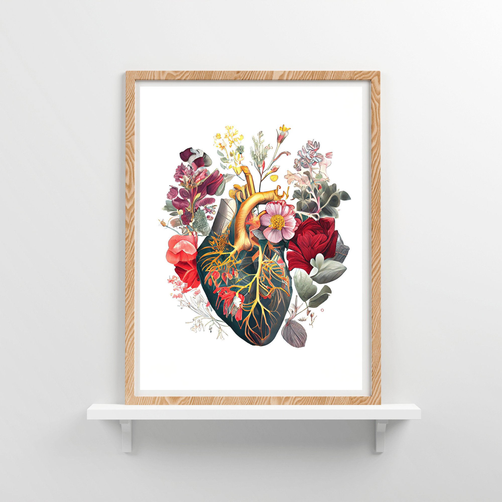 Digital Download Anatomical Human Heart Botanical Art Print Unique ...