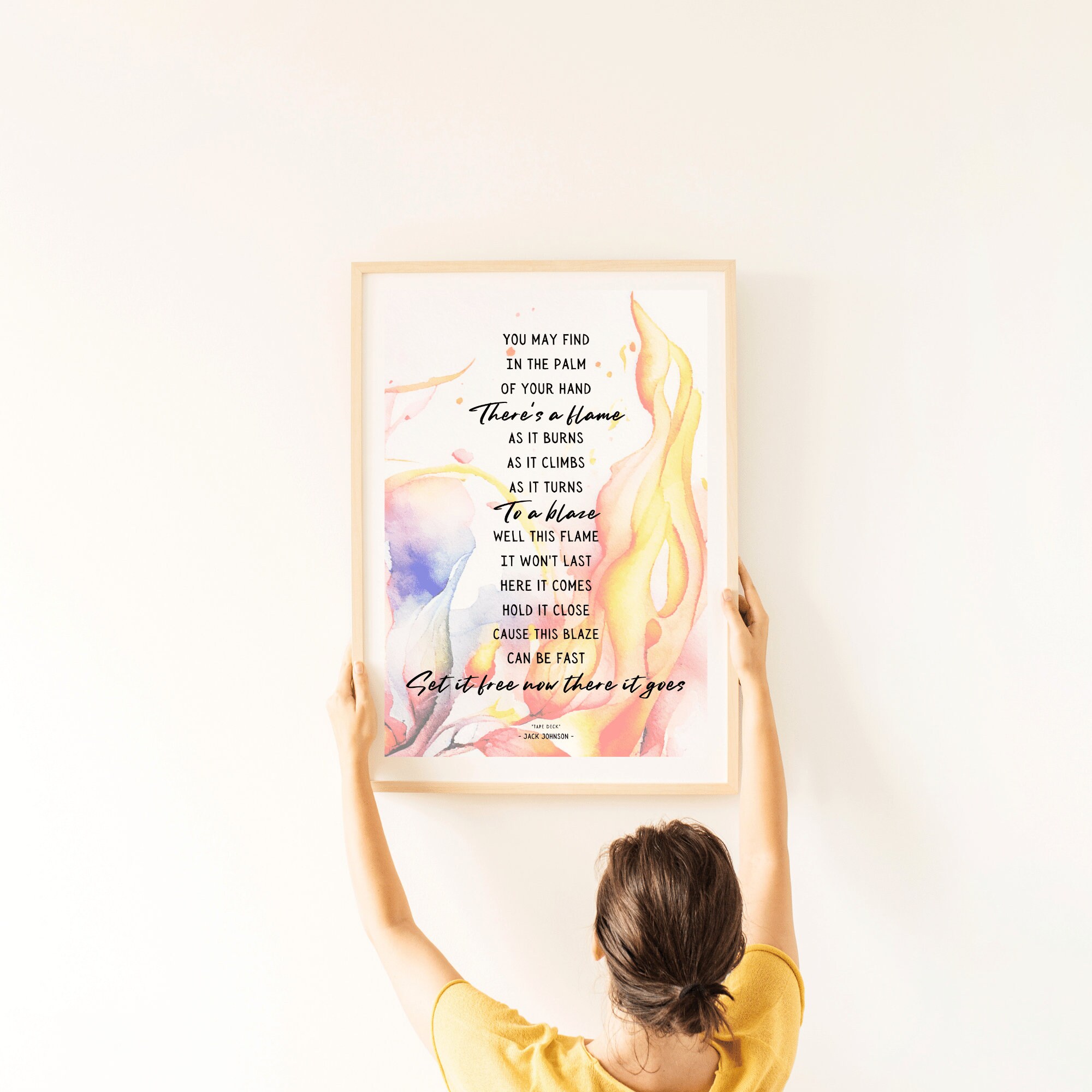 Jack Johnson 'tape Deck' Lyrics Digital Download Wall Art Printable