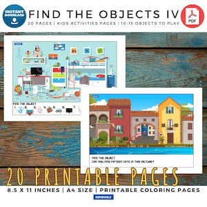 Find The Objects IV Activities Printable Pages| Kids Activities Pages| Fun Time For Kids| Hidden Object Game For Kids | Activity Pages | PDF