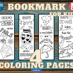 Kids Bible Verse VI Bookmarks, Kids Coloring Bible Verse Bookmarks, Kids 4 DIY Coloring Bookmarks, Christian Bookmarks, Kids Study Tools PDF