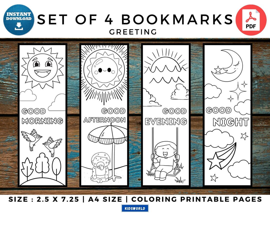 Printable Coloring Bookmarks for Kids. Instant Download. 4 DIY Coloring ...