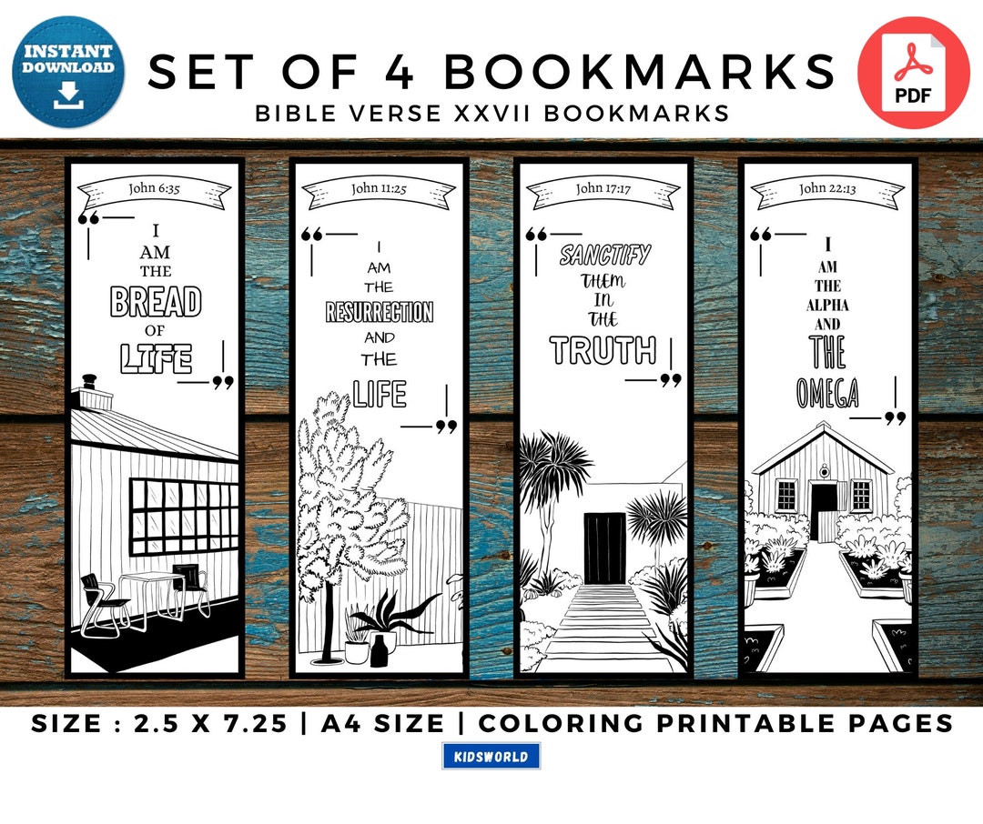 Bible Verse XXVII: Printable Coloring Bookmarks for All, 4 DIY ...