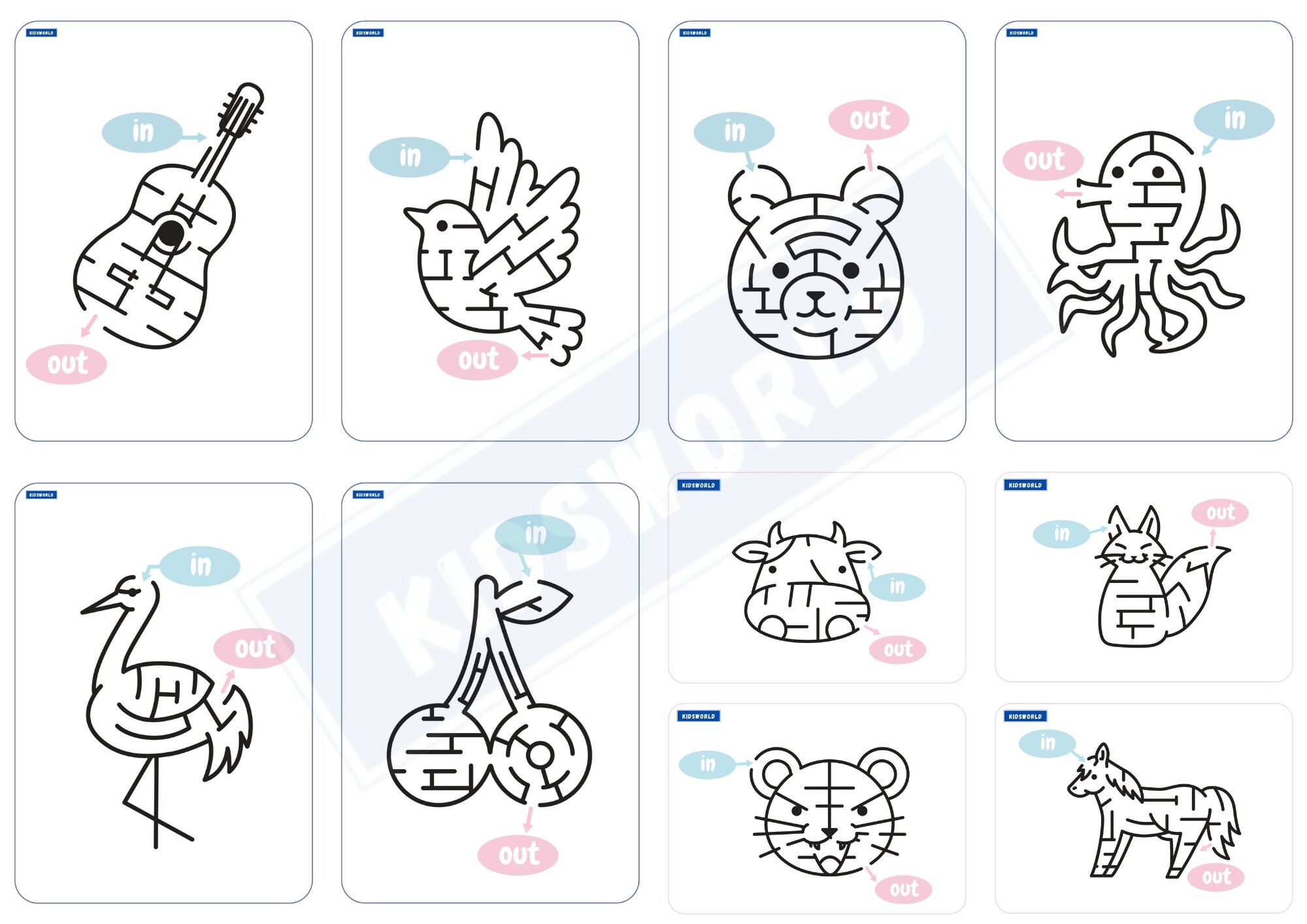 Printable MAZE Challenge Pages for Toddlers | 62 Pages | Easy Mode ...
