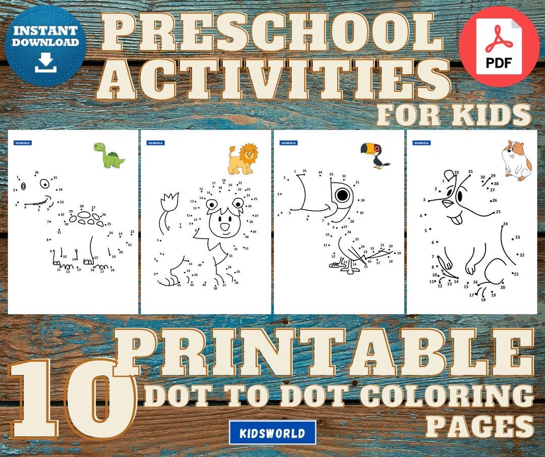 Connect the Dots : Printable Pages for Kids Ages 3-12 (10 Pages) , Dot ...