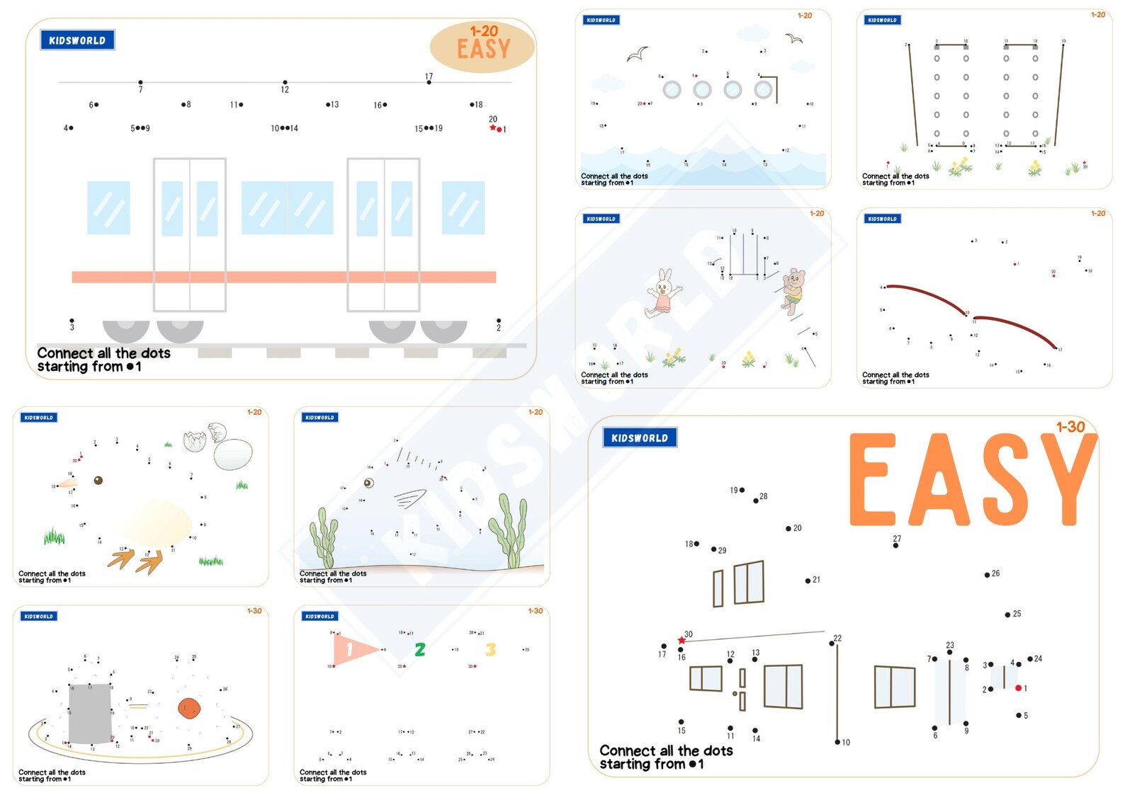 Connect the Dots Printable Pages for ALL (44 Pages), Dot to Dot Puzzle ...
