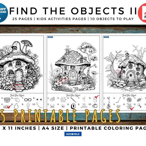 Find The Objects II Activities Printable Pages| Kids Activities Pages| Fun Time For Kids| Hidden Object Game For Kids | Activity Pages | PDF