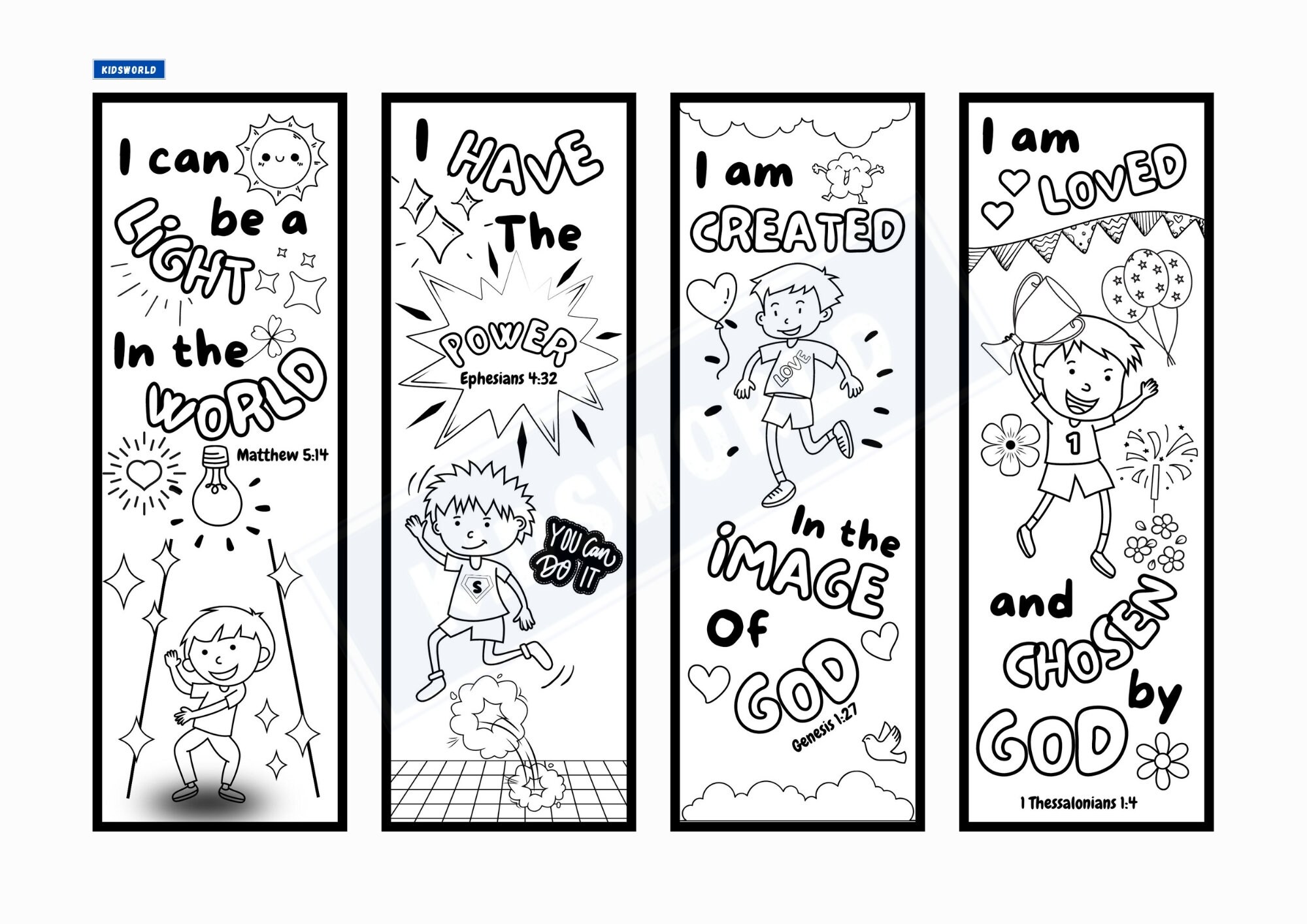 Kids Bible Verse II Bookmarks, Kids Coloring Bible Bookmarks, Kids ...